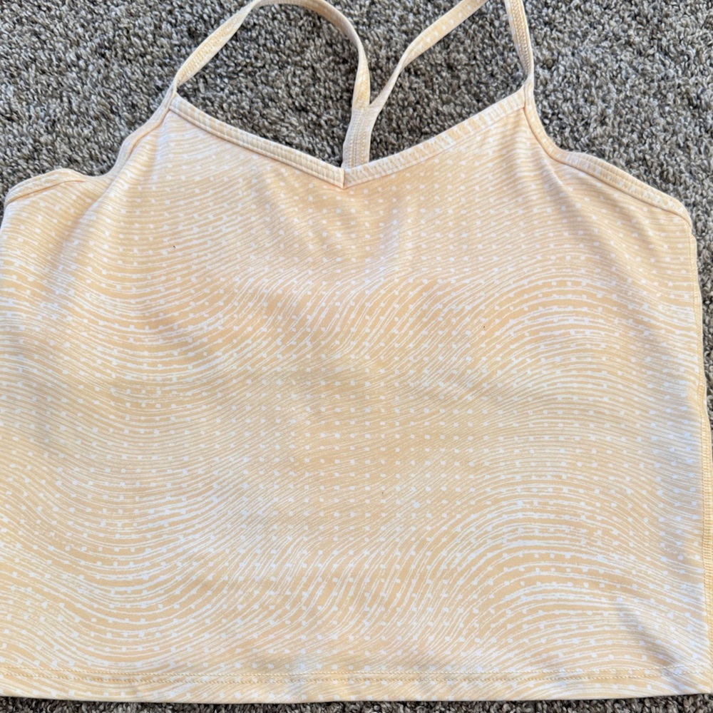 Athleta girl soft yellow patterned tank top size 16